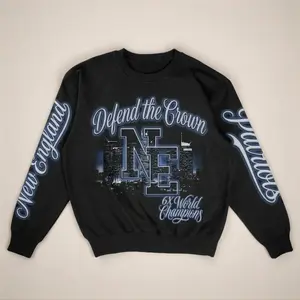 Vintage NE City Streetwear Sweater, 6x World Champions Energy, Defend the Crown, Sport Fashion, Gifts for Fans, Trending Us Streetwear, Viral on Tiktok Pullover Crewneck Long Sleeve