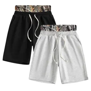 Men’s 2-Pack Summer Shorts with Double Waistband, Street Style, Hip Hop Style, Loose Fit