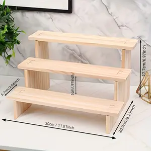 2/3/4-Tier Modern Simple Wooden Display Shelf - Light Brown Natural Wood Grain, Multifunctional Storage Organizer, Sturdy Design Suitable for Kitchen and Dining Decor, Collectibles, Books, Space-Saving - No Batteries/No Power Needed, Furniture Storage for