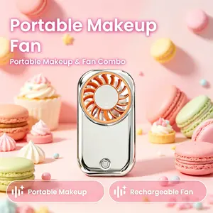 Portable Mini Handheld Fan with Mirror, USB Rechargeable, Pocket Size, Silent, Long Battery Life, Ideal for Summer Travel, Students, Office Workers