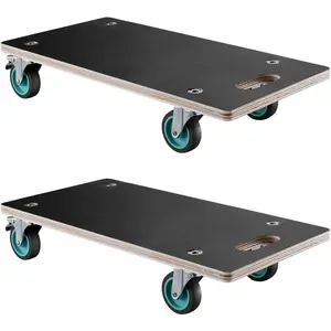 VEVOR Furniture Dolly, 551 lbs Load Capacity, Furniture Moving Dollies with 4 TPR Silent Wheels, Rectangle Multifunctional Flat Dolly for Piano Furniture Couch Washing Machine Fridge, 2 Pack, Black