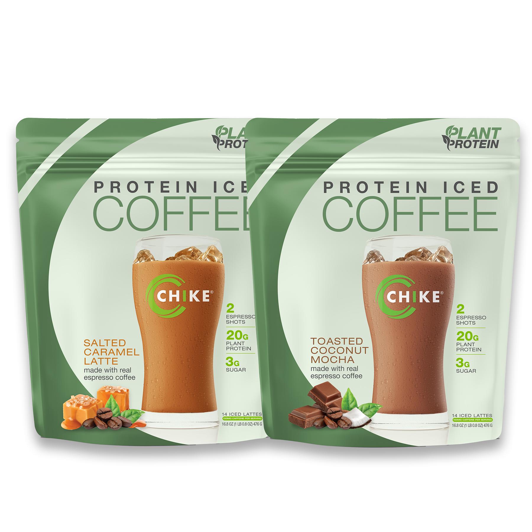 Chike Plant-Based High Protein Instant Iced Coffee - 20g Plant Protein, 2 Espresso Shots, 3g Sugar - Lactose-Free, Vegan Friendly - Available in two flavors