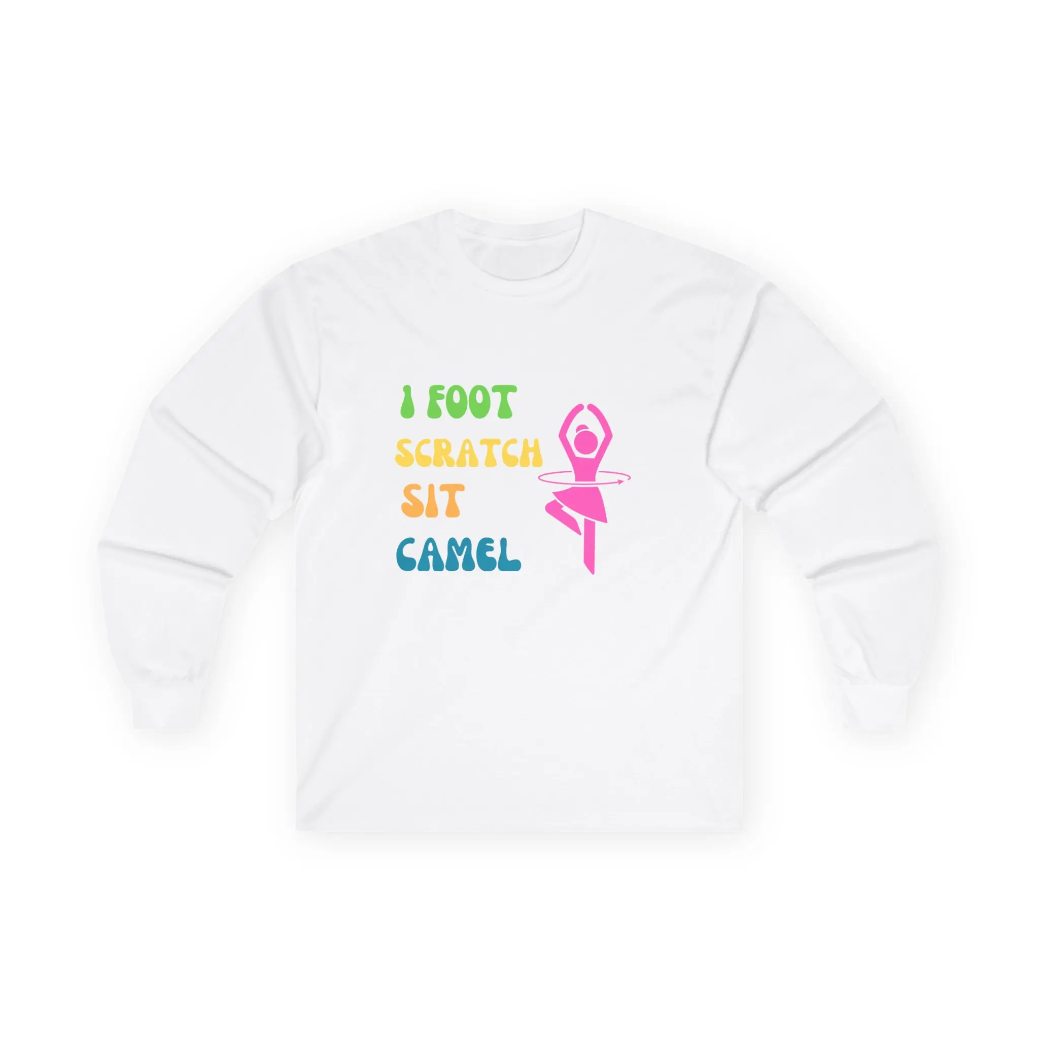 Spins Figure Skating Long Sleeve Tee | Ultra Cotton Skater Shirt | 1 Foot, Scratch, Sit, Camel Design | Ice Skater Gift.