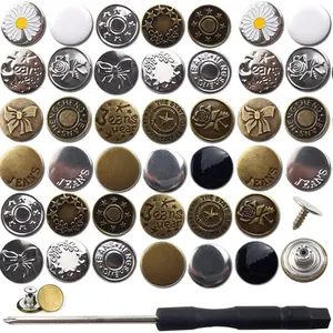 100 count Jeans Buttons Pins with , Jean Buttons for Loose Jeans, Removable Instant Metal Buttons, No-Sew Replacement Buttons for Jeans Pants Denim Clothing, Tighten or Extend