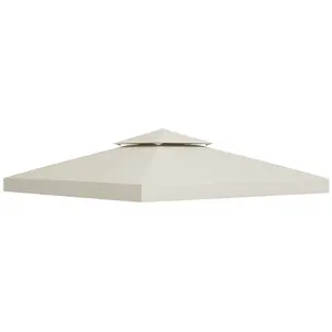 UV Resistant 2 Tier Roof Replacement for 10x10 Gazebo Cream White Polyester PA Coated Fits 9.84x9.84 Frame for Garden