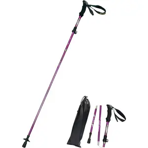 Aluminum Collapsible Ultralight Travel Trekking Hiking Pole for Men and Women (Fits 5'3" - 6'2"), Single Pole (1 Pack), Purple : Sports & Outdoors