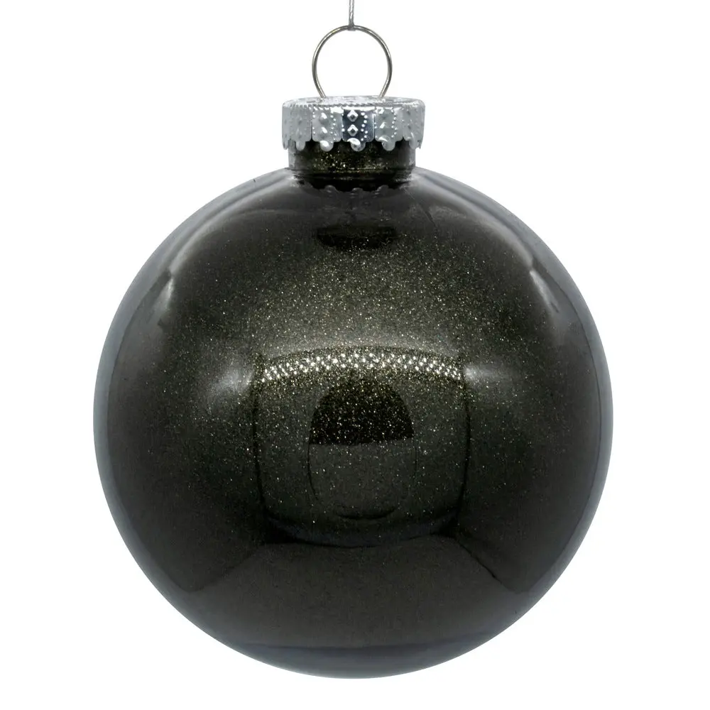 Vickerman N210884 3" Clear Ball Christmas Ornament With Gunmetal Glitter Interior 12 Pieces Per Bag