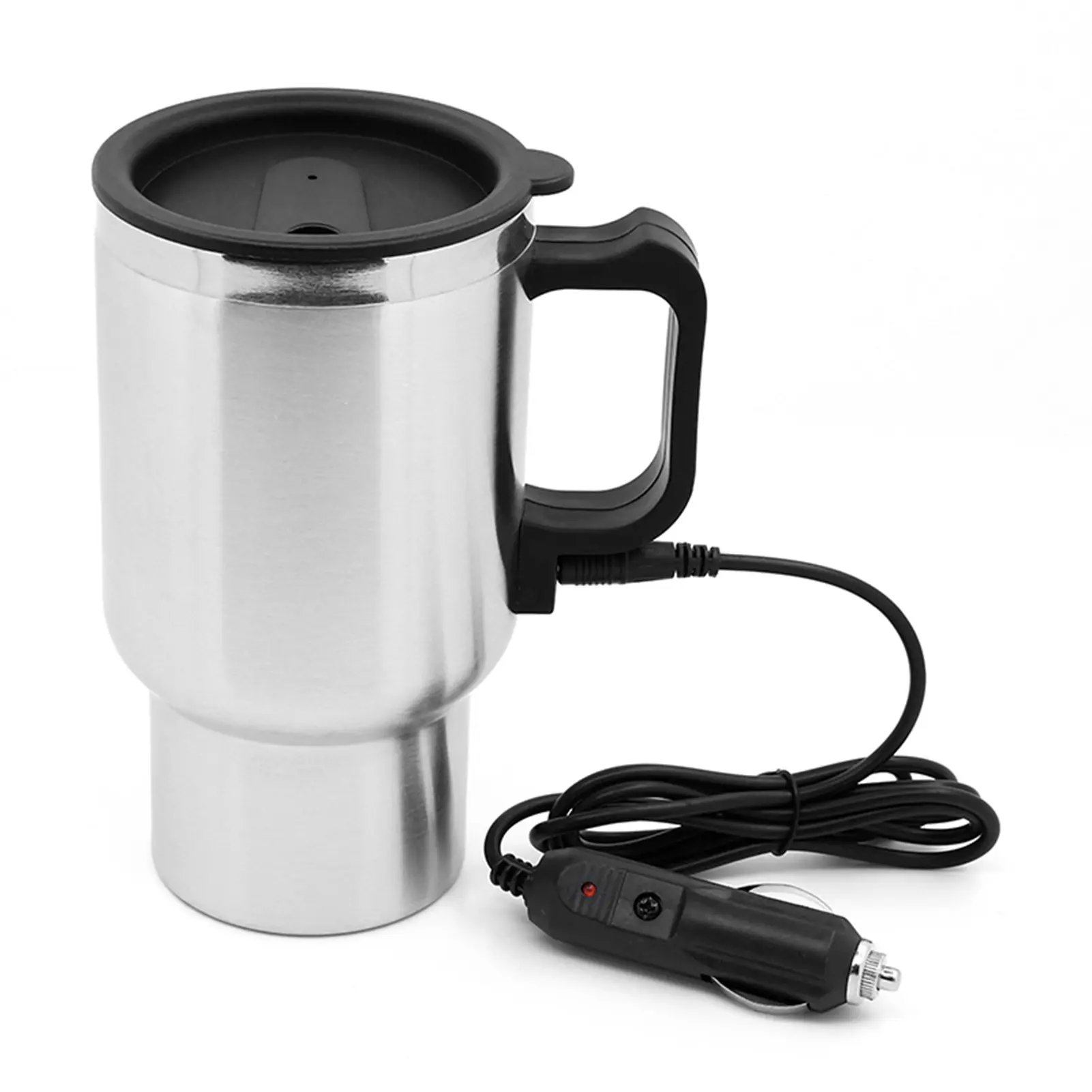 Car Electric Kettle Stainless Steel In-car Kettle Travel Thermoses Heating Water Bottle Heating Cup with Indicator Light Powered by Cigarette Lighter Charger Base for Water Tea Coffee Milk Car Kettle Thermos