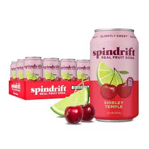 Spindrift Shirley Temple Cherry Citrus Sparkling Beverage, Made with Real Squeezed Fruit, Refreshing Flavored Drink, 12 Pack Cans