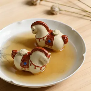 Handmade Purple Clay Horse Figurine | Aesthetic Home & Tea Table Decor | Unique Gift for Tea Enthusiasts