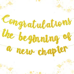 Pre-Strung Congratulations Banner  Chapter &   Garland Glitter Party Decorations for , Graduation 2026,  Job, Going , Divorce & Moving  Decor ()