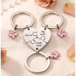 Mother Daughter Keychain for 3,Mother Big Sister Little Sister Keychain for 3, Sweet Meaningful Gift for Mom for Mother's Day, Birthday, Christmas or Just Because-YY0