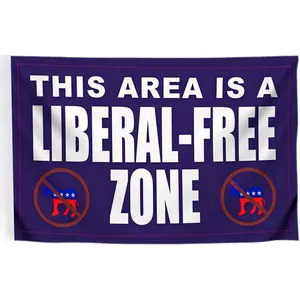 This Area Is a Liberal Free Zone - Anti Conservative Banner Flag Wall Art Hanging,For Decorate Clubs Concerts Bars University Dormitories Living Rooms Bedrooms Decor Tapestry Parties,Gift