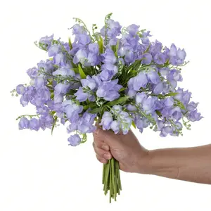 6pcs Artificial Lily Of The Valley Purple Bell Flower, Silk Flower Bouquet For Wedding, Dining Table Centerpiece Decor, Decorative Flowers, Suitable For Home, Garden, Wedding, Party