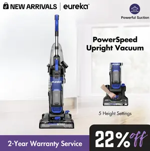 Eureka PowerSpeed Upright Vacuum Cleaner - Lightweight Bagless, Multi Surface, Dual Action Mode, Upgraded Cyclone System for Carpet & Hard Floor, Blue Black , Lightweight Bagless Vacuum, DealsForYouDays