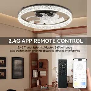 GALENTAL Cristais Multifunctional Ceiling Fan with 3 Color Temperatures Light, Remote Control/APP, 6 Wind Speeds, Timer, Reversible DC Motor, Adjustable Brightness , Low Noise for Living Room, Bedroom, Indoor Lighting Led Lighted