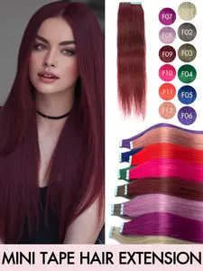 10Pcs，Mini Tape ins Hair Extension, Multi-Color Real Human Hair, Invisible Seamless Design, No Residue Glue, Daily Wear, Role Play, Wedding, Real Hair Extensions