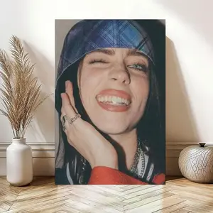 Unframe Bi Poster Eilish Wall Art Modern Music Wall Art Home Aesthetic Decor Canvas Print Eco Friendly Fade Resistant Waterproof UV Protected Living Room Decoration