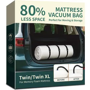 Heavy Duty Compression Memory Foam Mattress Vacuum Bag with Straps for Moving and Storage, Fits Twin/Twin-XL