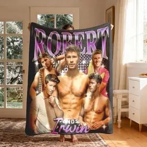 Robert Irwin Starry Patchwork Flannel Throw Blanket, Large Size, Soft Lightweight Warm, Perfect for Bed Sofa Office Camping Travel Christmas Gift