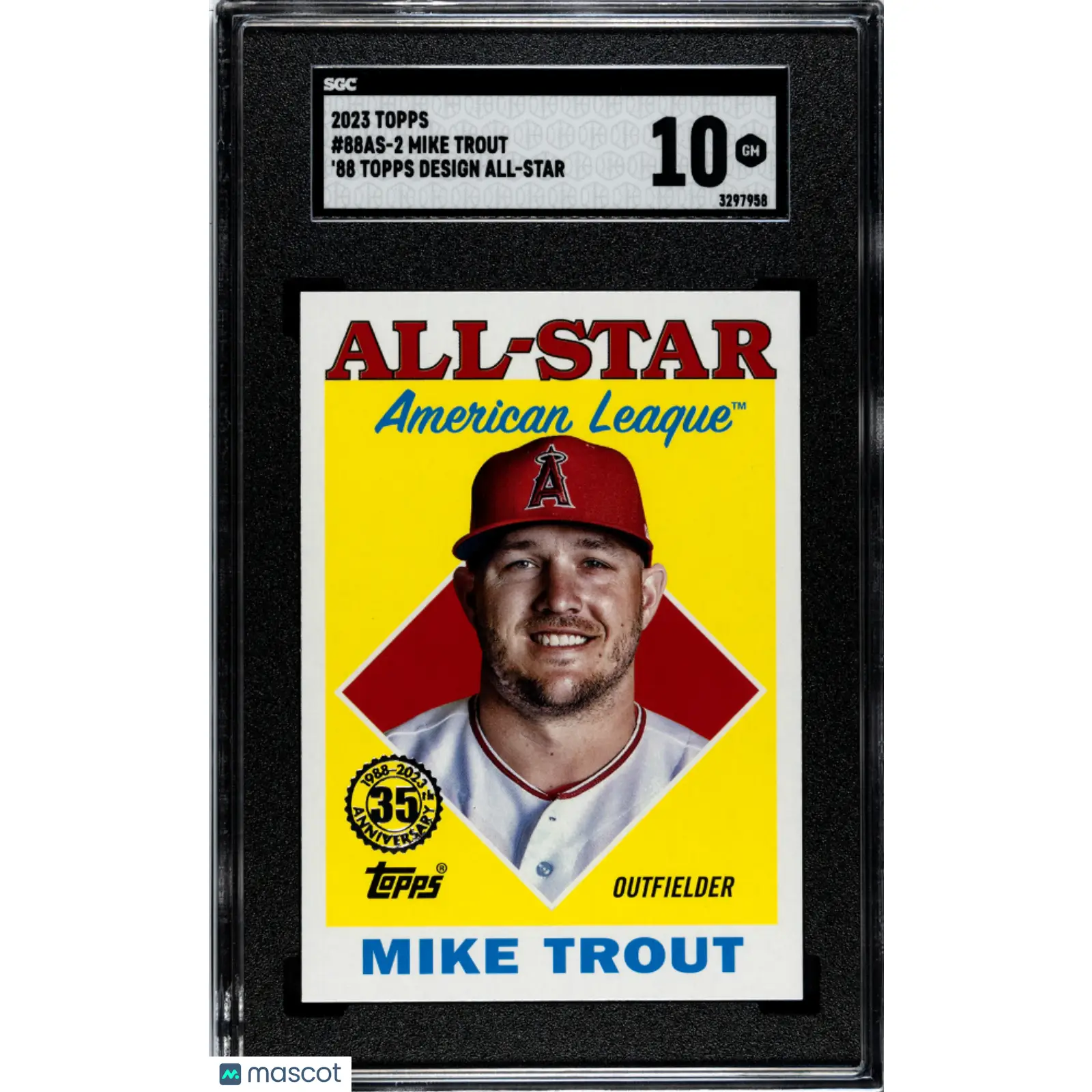 Mike Trout SGC 2023 Topps #88AS 2 '88, All Star Baseball SGGC 10