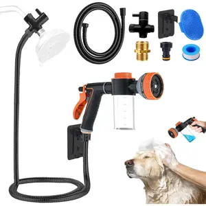 Dog Washing Hose Attachment for Pet Bathing with Black 3 Way Shower Diverter, Dog Wash Hose Nozzle Shampoo Sprayer for Pet Grooming, Dog Shower Attachment for Bathroom