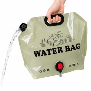 8L Emergency Water Storage Bag with Spigot, Collapsible Water Container, Reusable Foldable Water Carrier for Camping, Hiking, Fishing, Travel & Outdoor Supplies