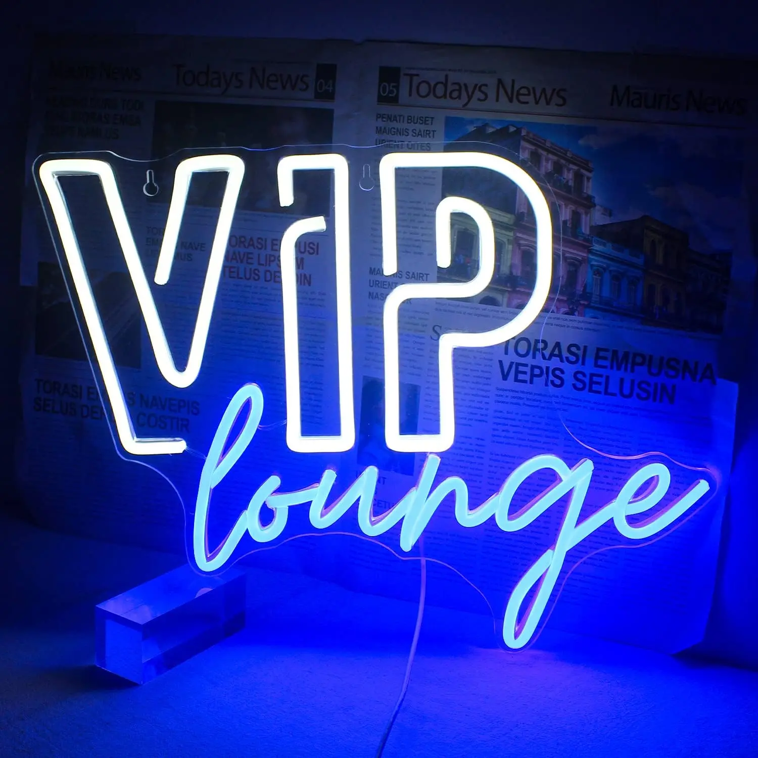 VIP Lounge Neon Signs for Wall Decor, VIP Neon Lights Signs for Room Decor, Led Light Up Sign with USB Powered for Bar, Hotel, Cafe, VIP Room, Home Decoration (Blue&White)