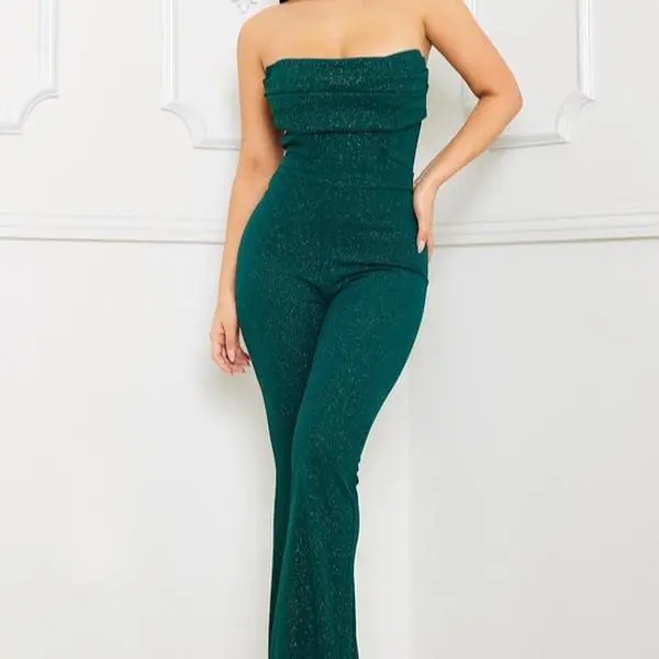 GLITTERED SWEETHEART NECK JUMPSUIT