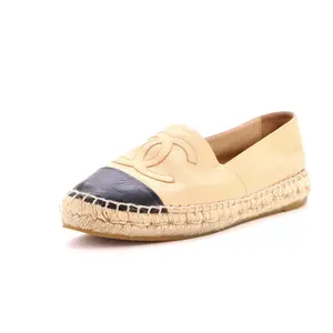 Pre-owned Chanel Women's CC Cap Toe Espadrilles Leather by Rebag