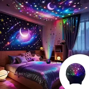 USB Starry Moon Projection Lamp, Room Decor LED Night Light, LED Lighted, Dynamic Flashing Atmosphere Lighting for Bedroom Living Room Ktv Office Bar