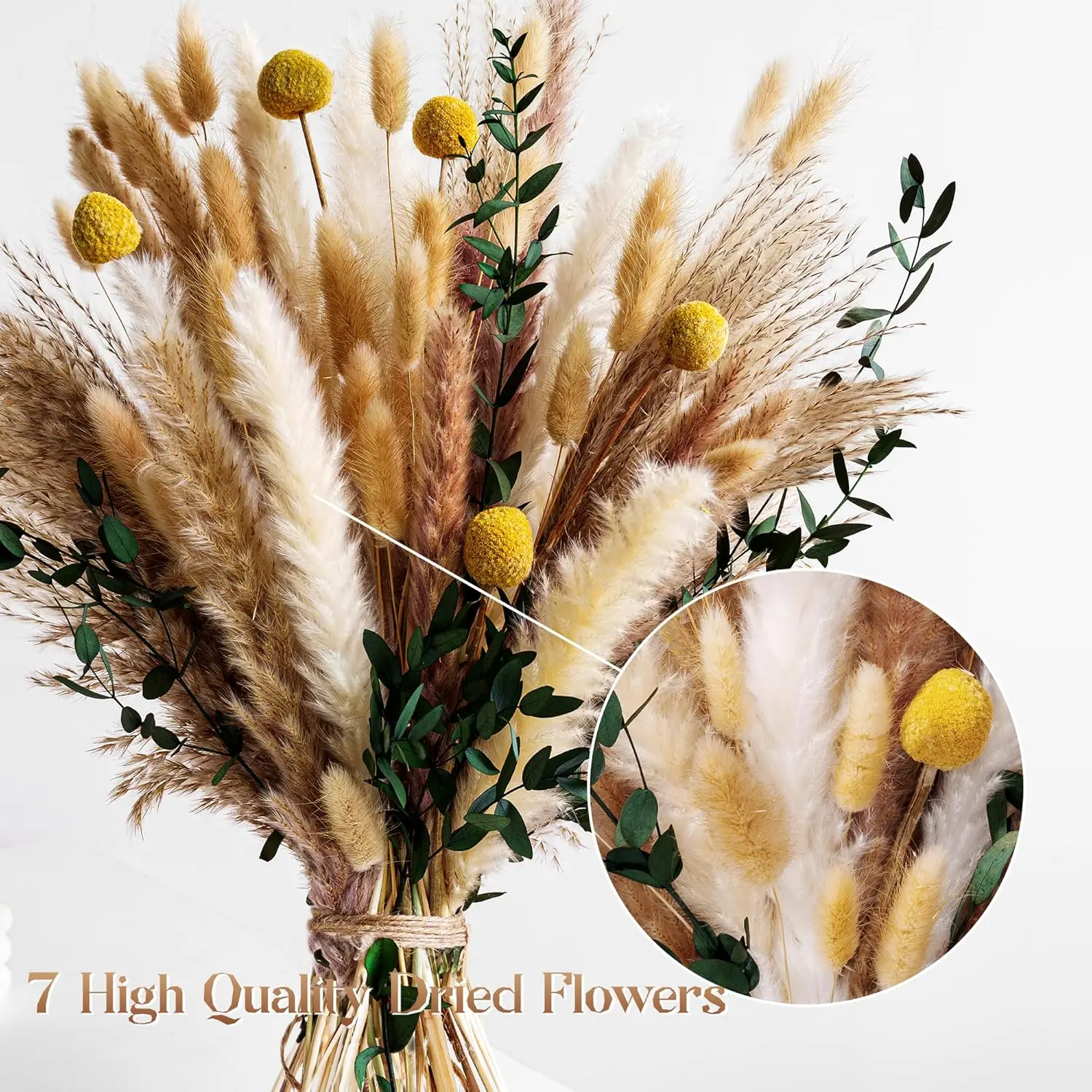 90pcs Boho Dried Flower Bouquet, Olive Green Grass for Vase Decor, Pampas Grass Bouquet, Rustic Flower Arrangement, Moody Office & Bedroom Decor, DIY Home Vase Filler, Farmhouse Floral, Boho Wedding Bouquet