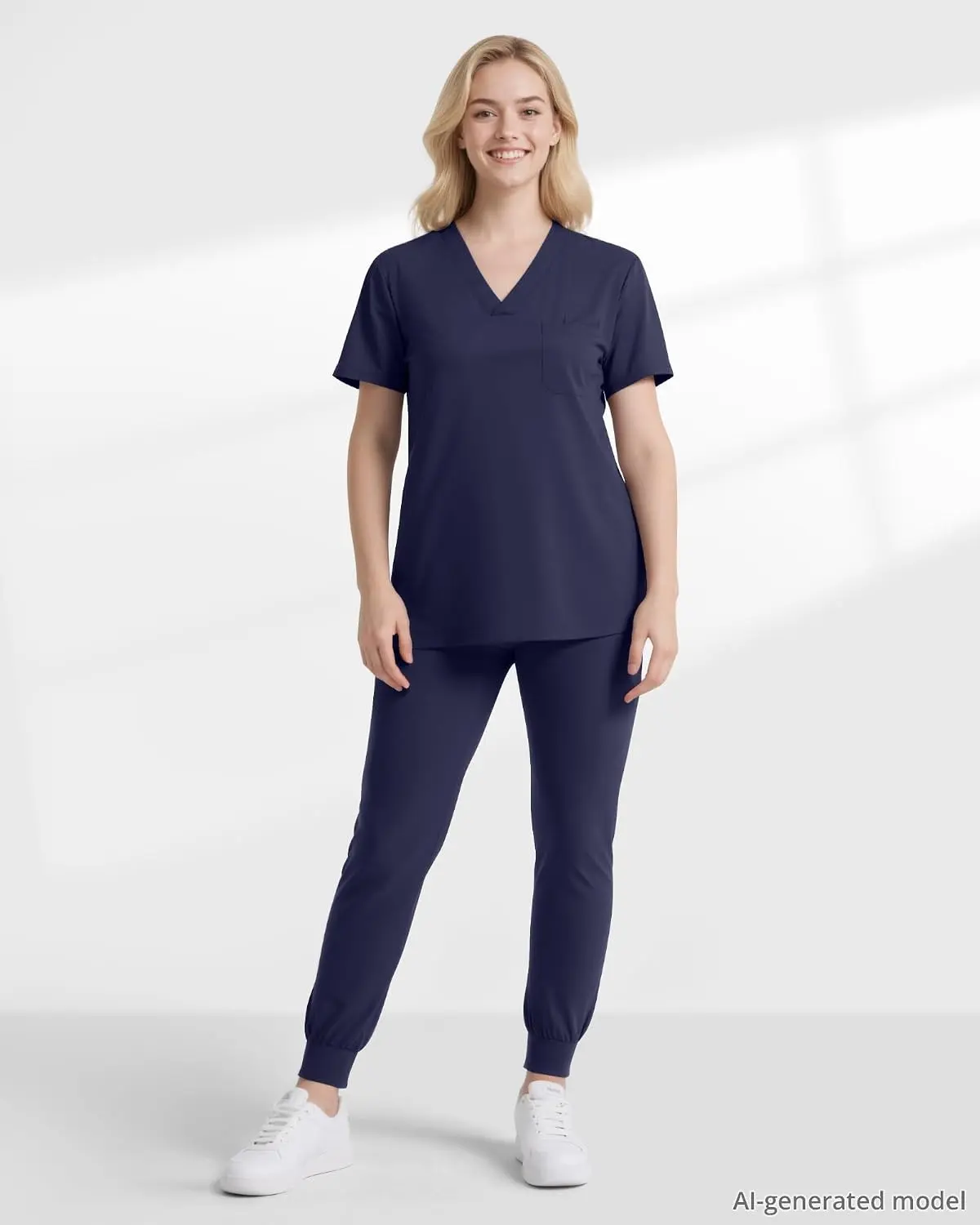 EIPNARE Women's V-Neck Scrub Top, 4-Way Stretch Lightweight Shirt with 2 Pockets, Soft Breathable Quick-Dry Fabric, Slim Mock-Wrap Fit, Wrinkle-Resistant Medical Workwear