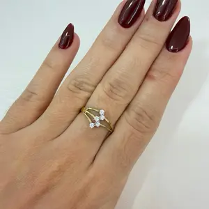 Minimalist Romantic 10k Gold Ring with Zircon Stone, Fashion Casual Daily Wear Ring, Size 7.5