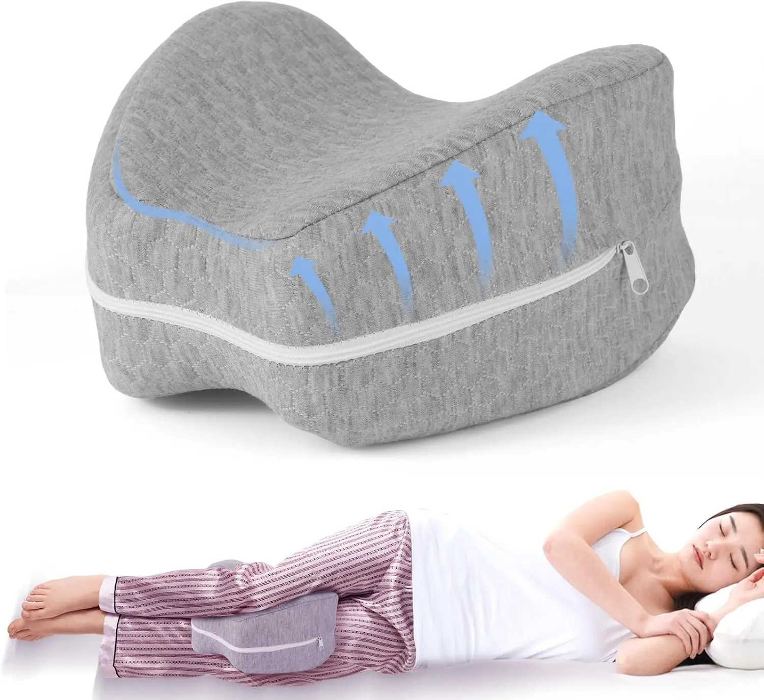 Ergonomic Memory Foam Knee Pillow for Side Sleepers Back Hip Joint Pain Relief