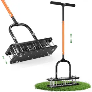 Automatic Dirt & Leaves Clean, Ergonomic Design, Soil Lawn Aerating Tools for Yard Lawn and Garden, Lawn Aerator Spikes aerating Tool