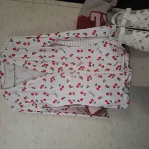 Women's Cherry Berries & Letter Print Button Front Onesie, Sexy Casual Long Sleeve V Neck Fashion Sleepwear for All Seasons, Nightwear, Pajama Set, Soft Comfortable Loungewear for Women, Lady Homewear, Pjs, Pajama