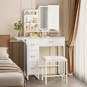 Open Organizer, Dressing Table Bedroom, Home Decor,Superlele 2 Sizes   Set  Mirror LED Lights And Power Outlet,    Soft Dressing Stool And Drawers,  Bedroom Furniture (Mirror Light Strip Powered By USB Interface) bed vanity microwave RGB Desk with console
