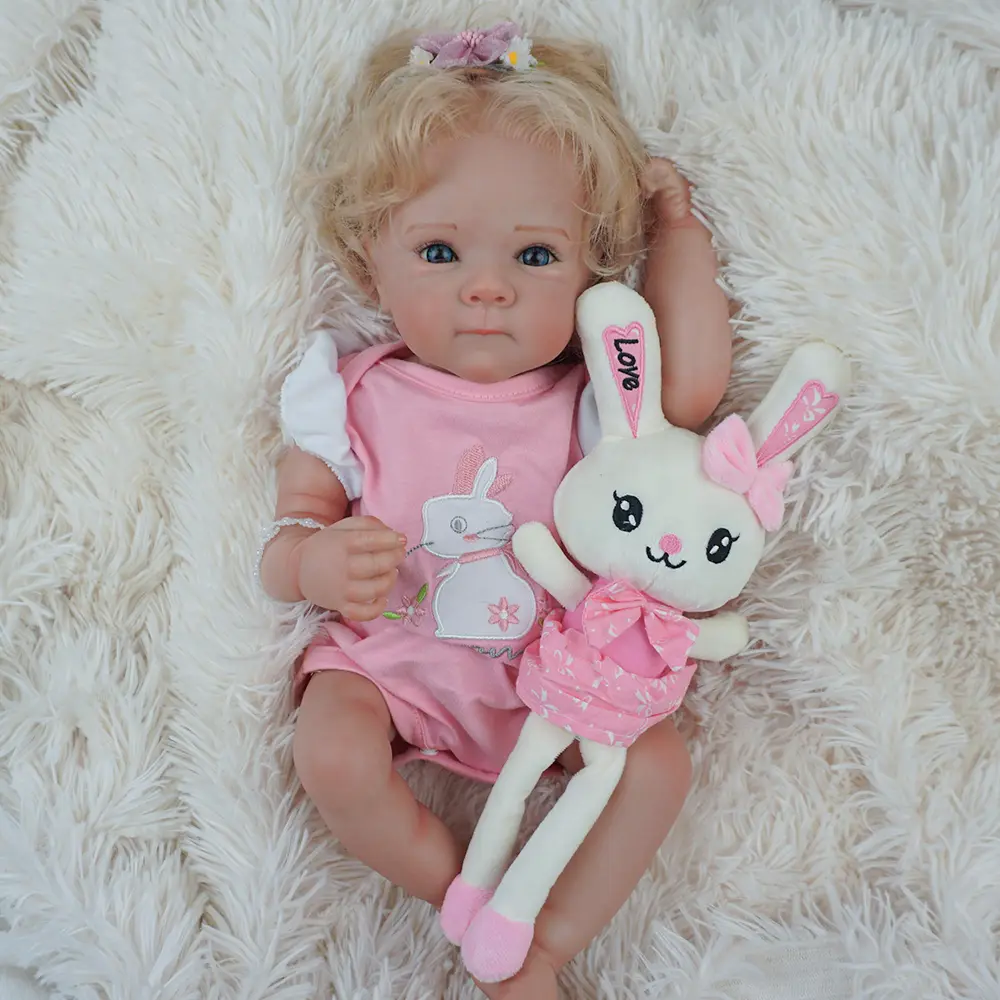 18-Inch Realistic Blonde Hair Reborn Newborn Baby Doll Girl, Soft-Body Vinyl Silicone Doll, Kids Toy for Ages 3+, Newborn Baby Dolls