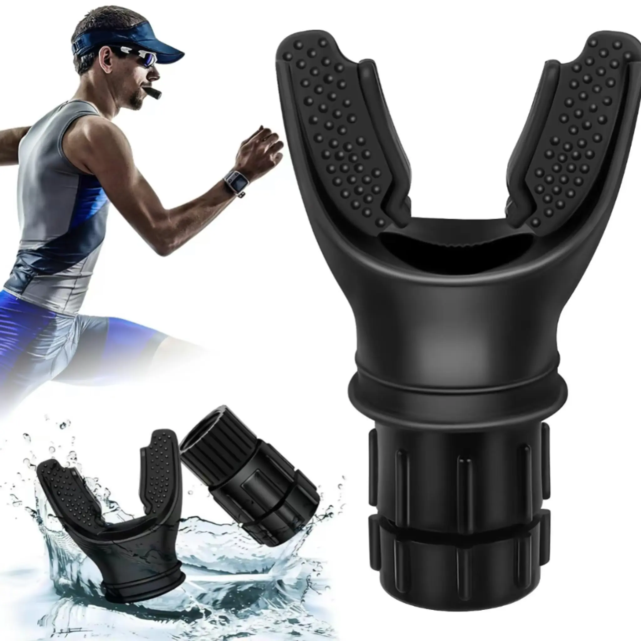 Adjustable Resistance Breathing Trainer, Portable Lung Capacity Exerciser with Silicone Mouthpiece and Rotating Airflow Control Valve, Ideal for Daily Fitness and Breathing Exercises