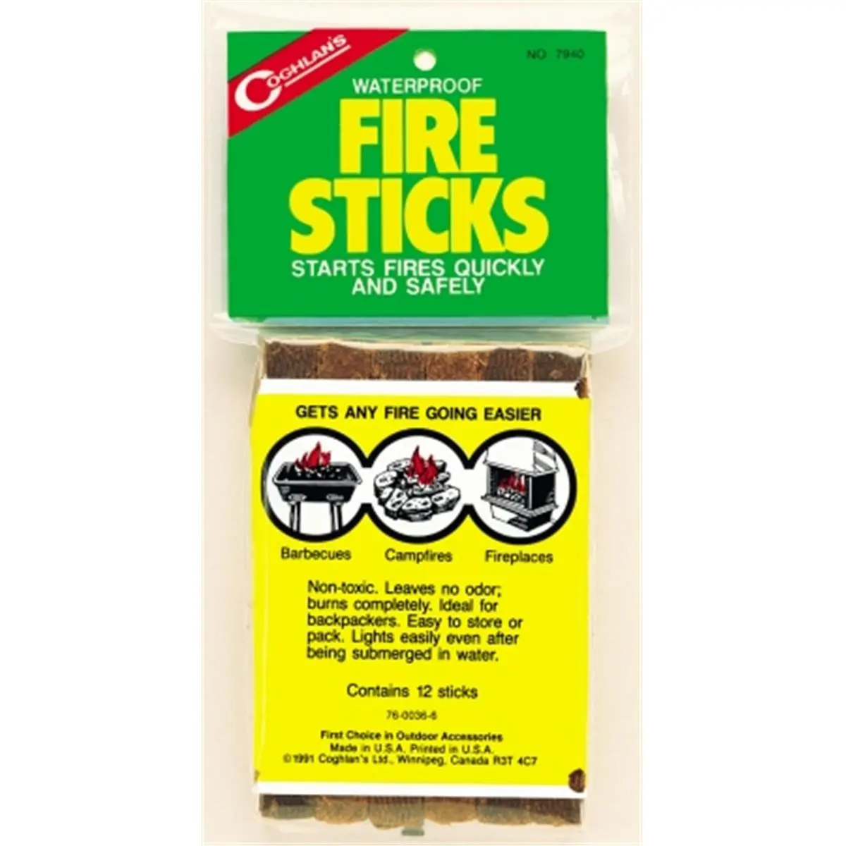 212 MAIN 12-Pack Waterproof Fire Sticks - Outdoor Campfire Starter Tool for Camping & Fishing, Light After Submerging, Quick Ignition, Complete Burn, Odor-Free, Safe to Use