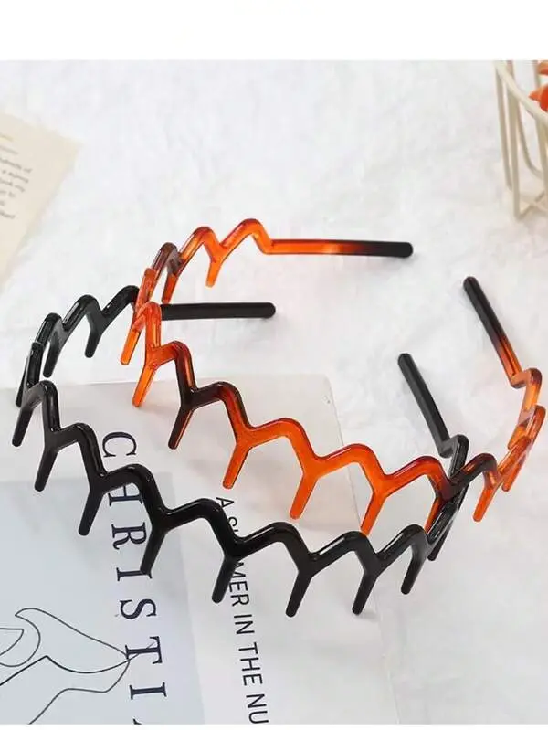 2PCS Large Wave Headbands for Women – Lightweight Plastic Hair Bands for Everyday Wear, Makeup & Skincare
