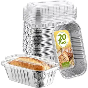 20 Pack 1 Lb  Loaf Pans with  - 6x3.5x2 Mini Loaf Pan, Small Disposable Tin Foil Baking Pans for Baked Bread, Cakes, Meat, Loaves