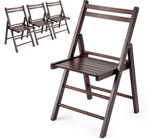 Wood Folding Chairs Set of 4, Portable Lightweight Outdoor Dining Chairs with Slatted Seat, Patio Bistro Chairs for Indoor Outdoor Balcony Yard Camping.