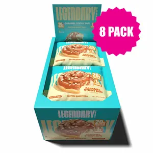 Legendary Foods Caramel Sticky Bun Protein Sweet Roll - Gluten Free 20g High Protein Snacks - 8 pack