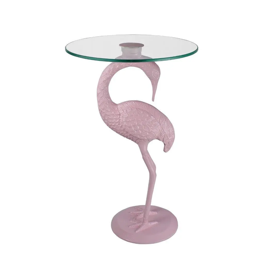 Blanche 25" Classic Mid-Century Glass Top Flamingo End Table Blanche 25" Classic Mid-Century Glass Top Flamingo End Table