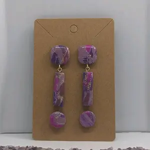 Marbled Purple Stud dangle and stud set