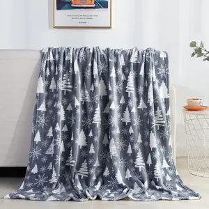 Valerian Luxury Velvet Fleece Throw Blanket – 50 x 60 Inches, Gray Tree Print