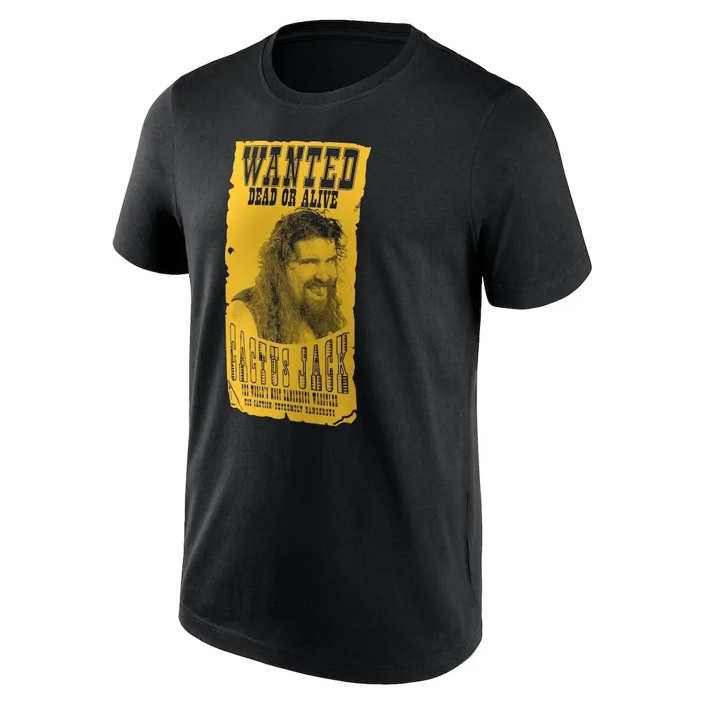 Cactus Jack Menswear Casual Fitted Round Neck Short-Sleeve T-Shirt, Men’s Retro Wrestling Graphic Tee, Vintage Hardcore Legend WWE Attitude Era Fan Top