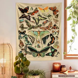 Butterfly Pattern Tapestry, 1 Count Colorful Butterfly Tapestry, Wall Hanging Decor for Home Living Room Bedroom Office, Home Decor, Vintage Room Decor